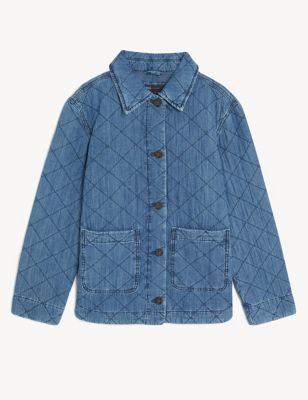 Pure Cotton Denim Quilted Shacket