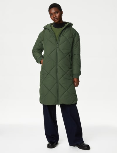 Hooded Quilted Longline Duffle Coat FatFace M S