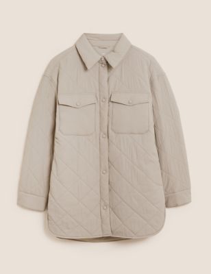 Textured Quilted Collared Shacket
