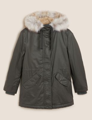 Waxed Stormwear™ Faux Fur Lined Parka Coat