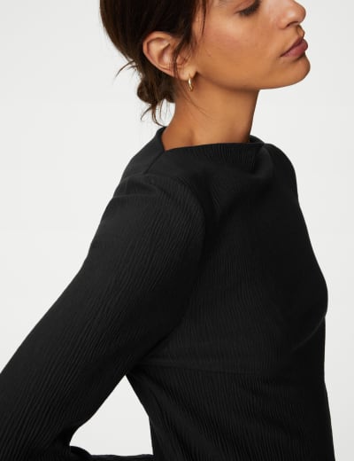 Jersey Plisse Slash Neck Top 8 of 16