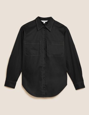 Pure Cotton Collared Long Sleeve Shirt