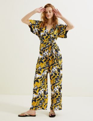Floral Belted Waisted Wide Leg Jumpsuit