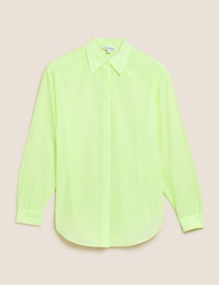 Silk Blend Collared Long Sleeve Shirt