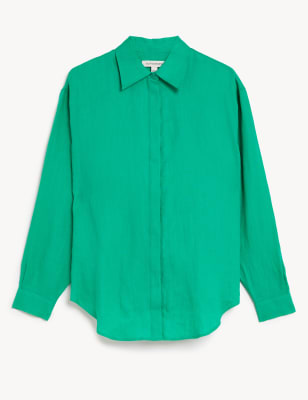 Pure Irish Linen Collared Relaxed Shirt