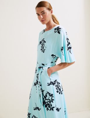 Floral Belted Midaxi Kimono Dress