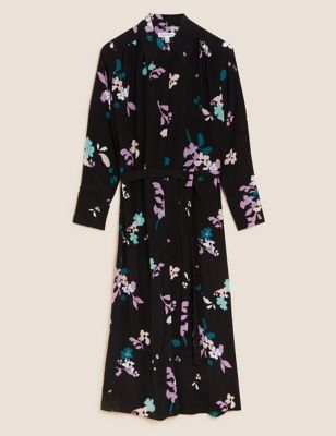 Cupro Rich Floral Midaxi Shirt Dress