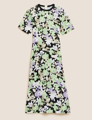Cupro Rich Floral Midaxi T-Shirt Dress