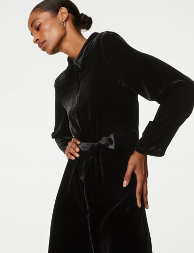 Velvet Belted Jumpsuit with Silk 14 of 16