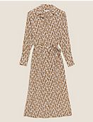 Платье-рубашка длиной мидакси с принтом и поясом