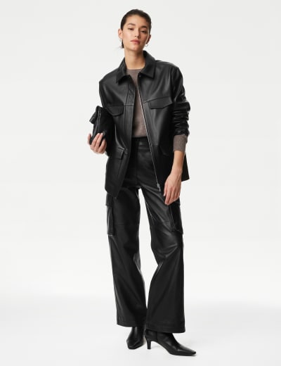 Marks and spencer hotsell ladies leather jacket