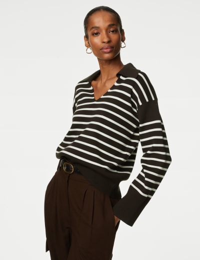 Striped V-Neck Collared Jumper 9 of 16