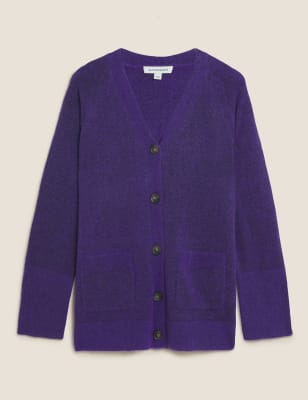 Удлиненный кардиган с V-образным вырезом из мохера и шерсти