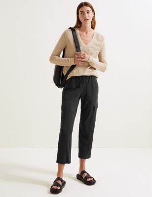 Modal Rich Cargo Tapered Cropped Trousers