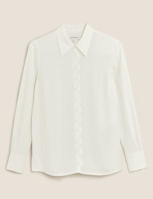 Рубашка с длинным рукавом и отделкой гребешком