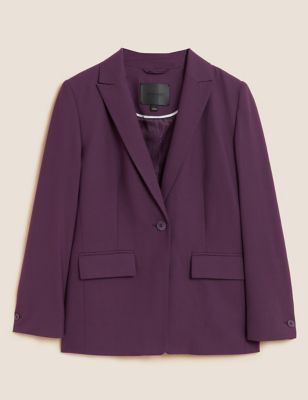 Wool Blend Single Breasted Blazer with Silk