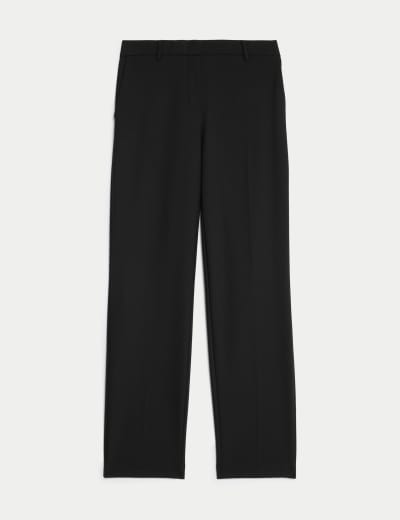 Wool Blend Straight Leg Trousers with Silk 1 of 16