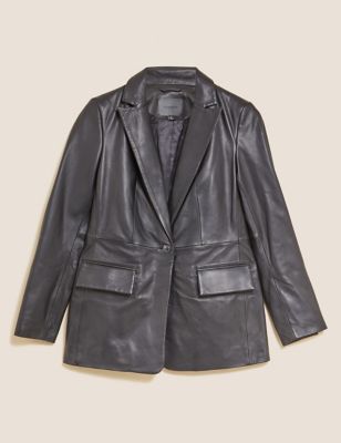 Leather Tailored Single Breasted Blazer