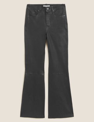 Leather Slim Fit Flare Trousers