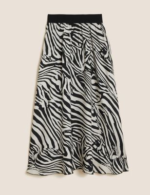 Animal Print Midi A Line Skirt