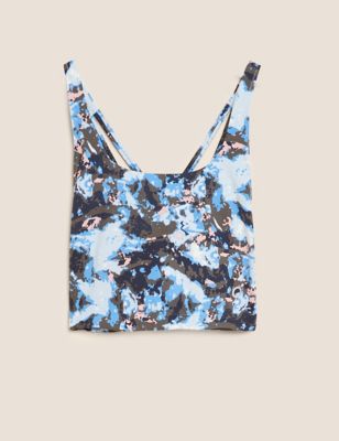 Printed Cross Back Cropped Top