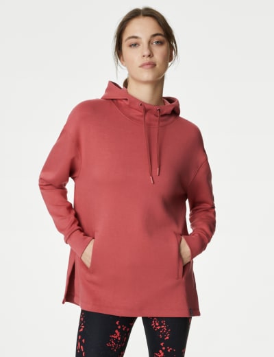 Long red hoodie cheap