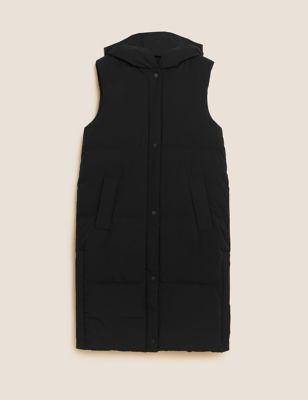 Feather & Down Quilted Longline Duvet Gilet