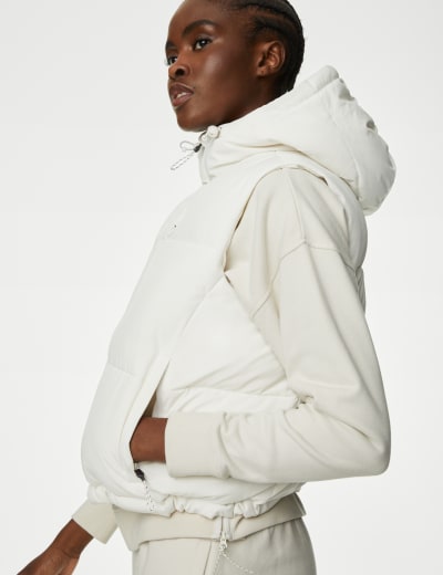 Hooded cropped puffer jacket top
