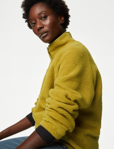Borg Zip Up Fleece Cropped Jacket Goodmove M S