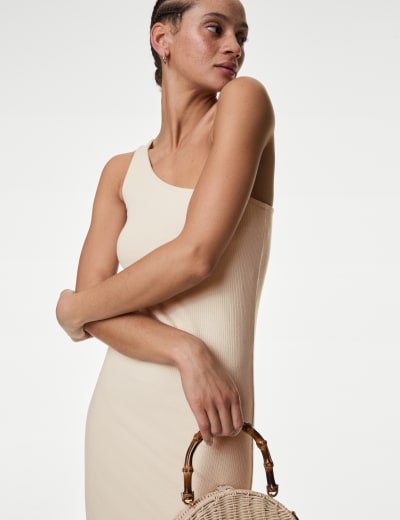 Jersey Ribbed One Shoulder Midi Beach Dress M S Collection M S