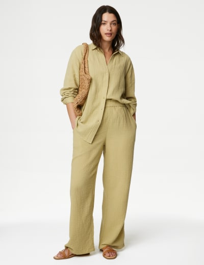 M&s wide clearance leg linen trousers