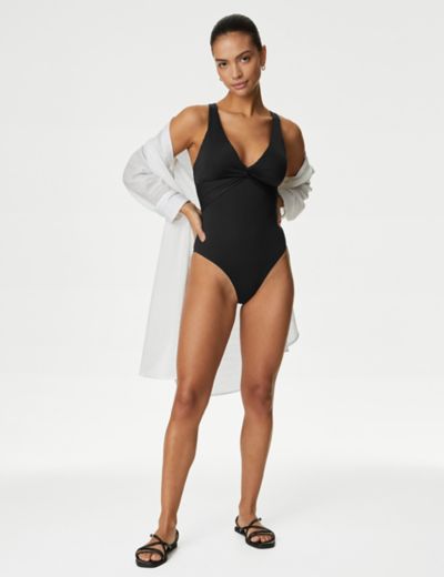 Tummy Control Printed Wrap Swimsuit, M&S Collection