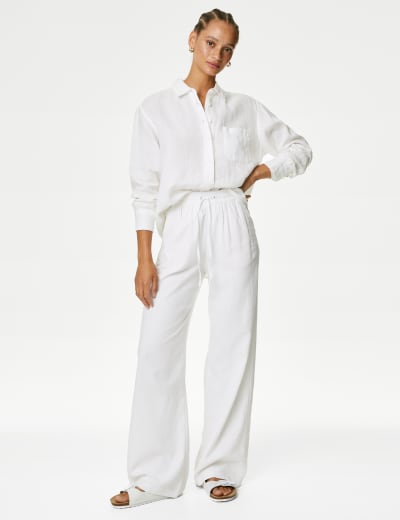 Cotton wide leg trousers uk sales