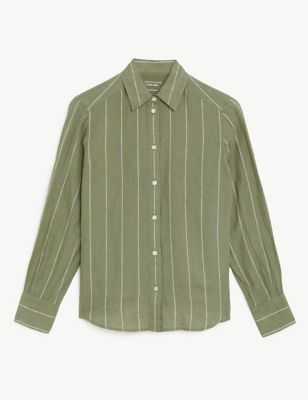 Pure Linen Striped Collared Shirt