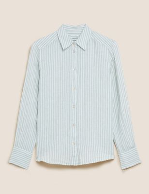 Pure Linen Striped Long Sleeve Shirt
