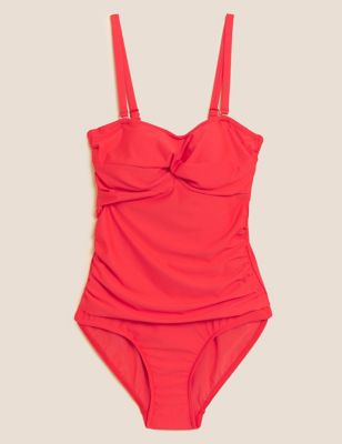 Marks & Spencer's Secret Slimming Red Non Wired Textured Plunge Swimsuit Size 18 