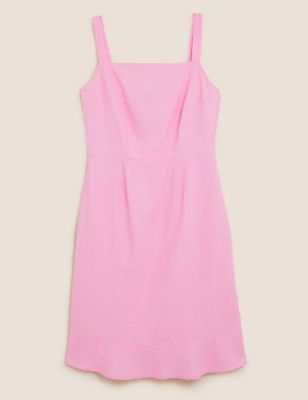 Linen Blend Sleeveless Mini Slip Dress
