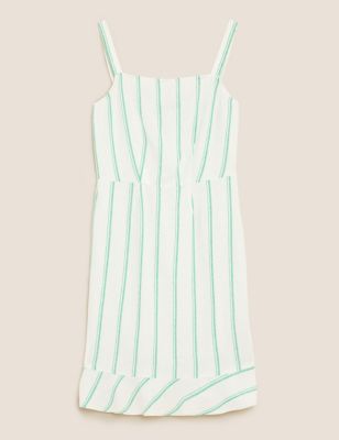 Linen Blend Striped Mini Slip Dress