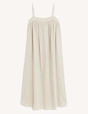 Linen Rich Square Neck Midi Cami Dress