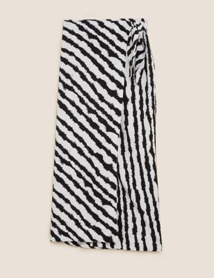 Linen Blend Midi Wrap Beach Skirt