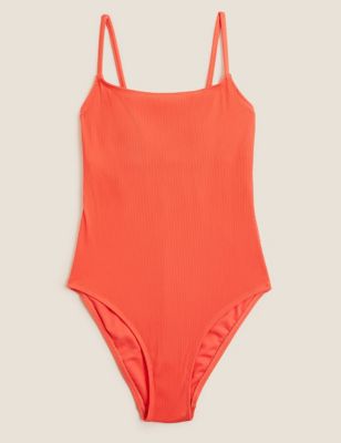 Ribbed Square Neck Swimsuit