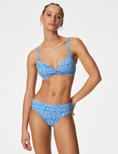 Halkidiki Bandeau Bikini Top by Fantasie, Blue Floral