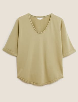 Свободная толстовка из чистого хлопка с овальным вырезом