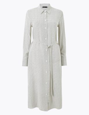 Платье-рубашка из чистого шелка с принтом