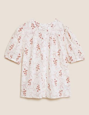 Pure Cotton Printed Short Sleeve Blouse