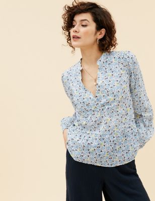 Pure Cotton Printed Long Sleeve Blouse