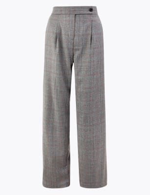 Брюки с широкими штанинами в клетку