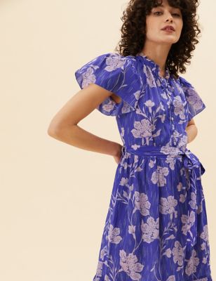 Pure Cotton Floral Midaxi Shirt Dress