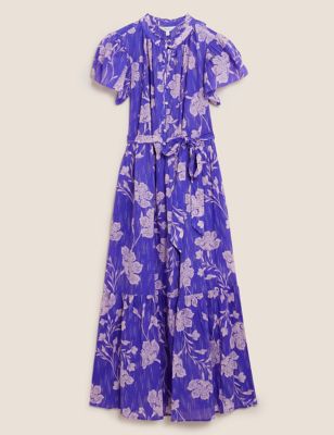 Pure Cotton Floral Midaxi Shirt Dress