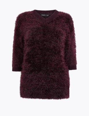 Джемпер с блестящей нитью и рукавом 3/4